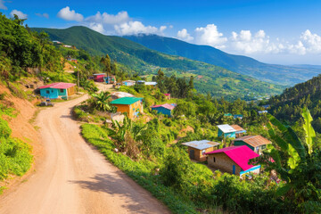 Obraz premium A road with houses on both sides of it