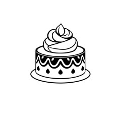 Vectorized birthday cake with swirled frosting and decorative edges over white.