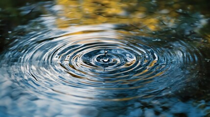 A close-up view of water ripples reflecting natural colors, showcasing the serene beauty of nature and movement in stillness.