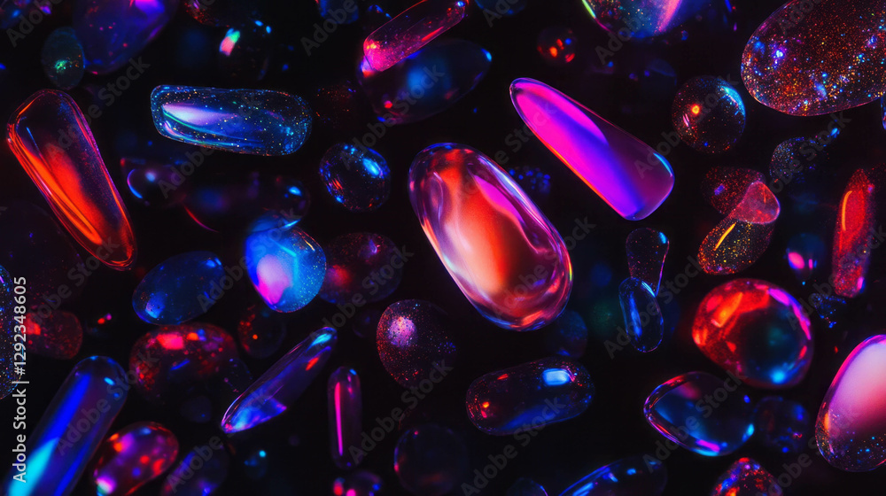 Poster vibrant multicolored bokeh background with abstract shapes