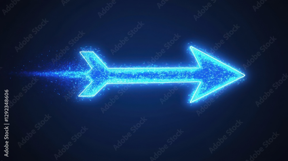 Poster abstract blue glowing light arrow with white lines creates dynamic visual effect, symbolizing speed 
