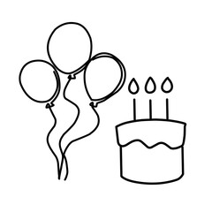 Birthday cake with balloons