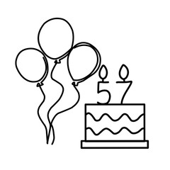 Birthday cake with balloons