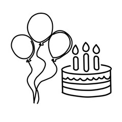 Birthday cake with balloons