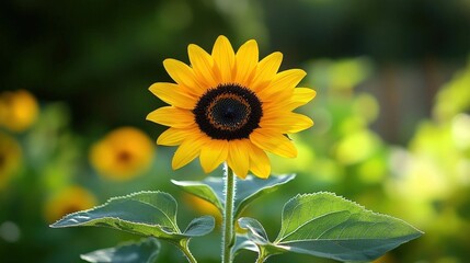 Bright Yellow Sunflower In Garden