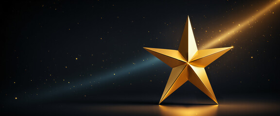 Obraz premium golden star with radiant glow on dark background, award concept, golden star with dramatic lighting and reflections