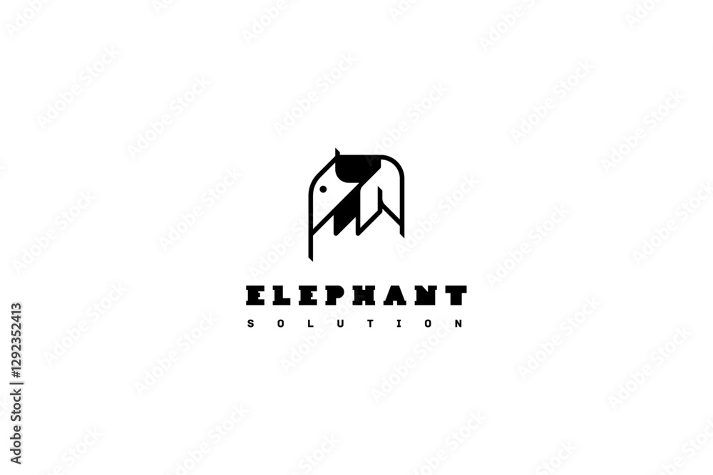Poster template logo design solution with simple elephant image