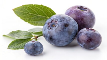 Obraz premium Fresh Blueberries with Leaves