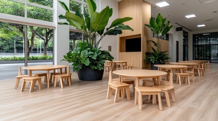 Fototapeta premium Modern Children's Playroom with Natural Light and Plants