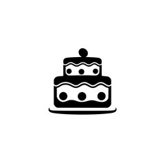 Minimalist Two-Tier Cake Icon: Black and White Illustration on White Background