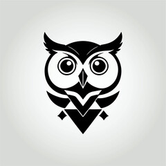 Abstract Owl Head Logo, Geometric Black Vector Art, Modern Design