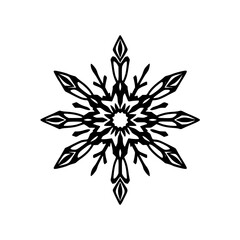 Intricate, Symmetric Snowflake Silhouetted Against a White Background.
