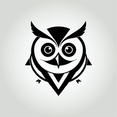 Abstract Owl Head Logo with Triangles, Geometric Black Vector Art, Modern Design