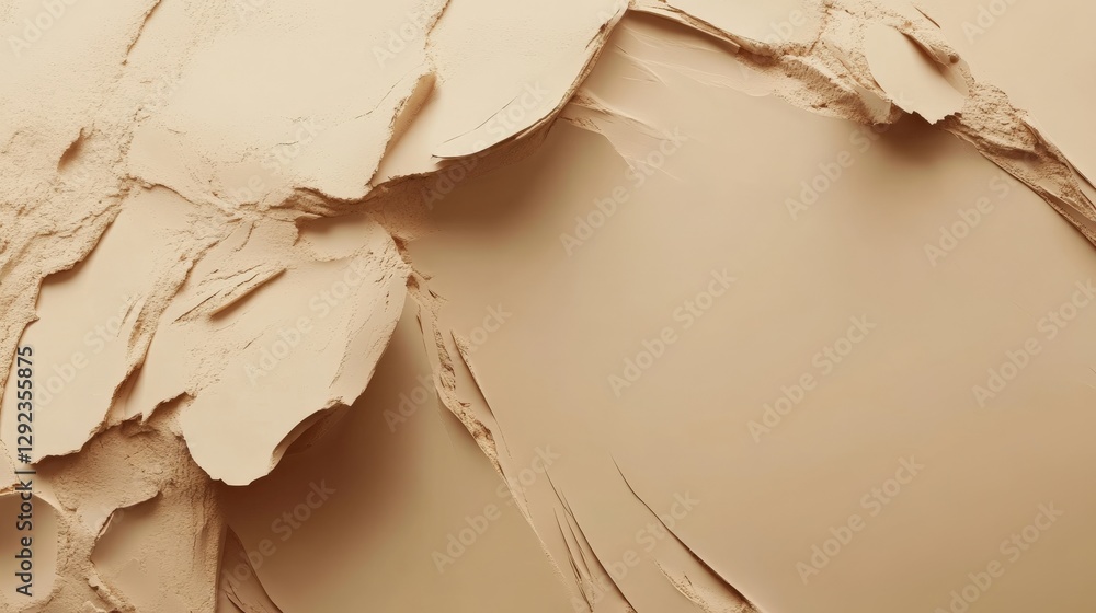 Poster abstract beige texture with layered formations resembling natural erosion in a minimalist setting