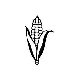 Simple black and white line art of a corn on the cob, a crop icon.