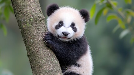 Obraz premium Baby Panda in a Tree