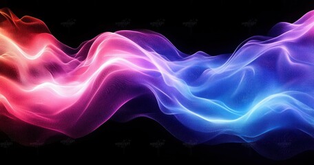 Fototapeta premium Vibrant Abstract Fluid Lines in Blue and Pink Hues with Glowing Light Effects on Black Background