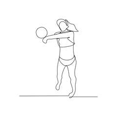 One continuous line drawing of Volleyball sports vector illustration. Volleyball sports design in simple linear continuous style vector concept. Sports themes design for your asset design vector.
