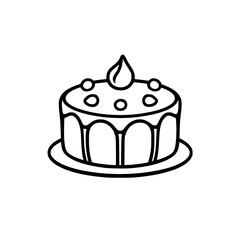 Illustrated Black and White Cake with Drop Decoration and Berries