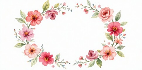 Fototapeta premium Delicate watercolor floral wreath, elegant script font, floral design, ornate