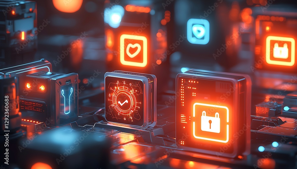 Aufkleber a conceptual image secure iot devices glowing with encrypted connectivity symbols and holographic pr
