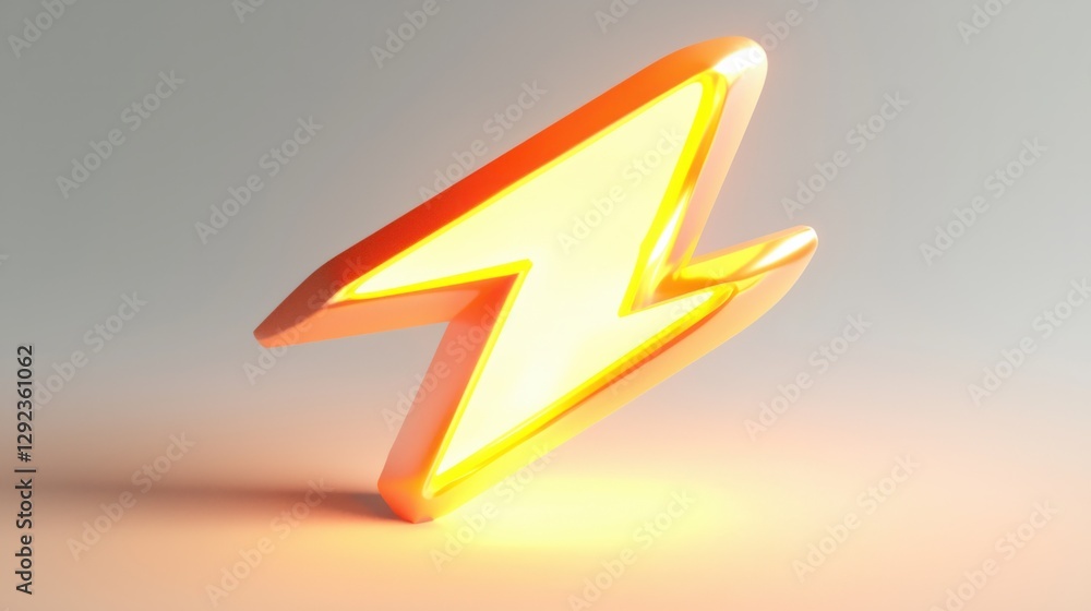 Poster bright lightning bolt icon with glow effect on soft background