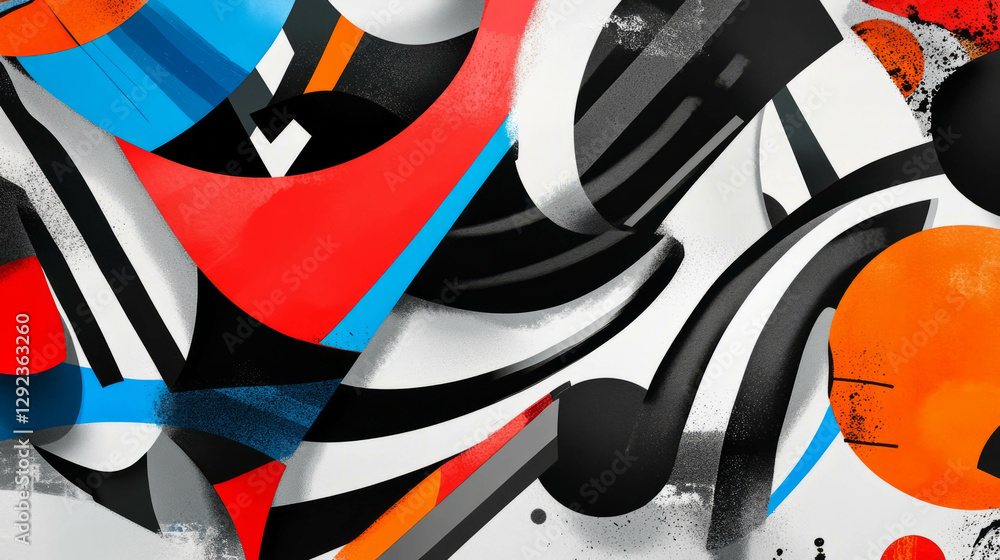 Poster dynamic abstract design with overlapping forms and bold colors for modern art decor