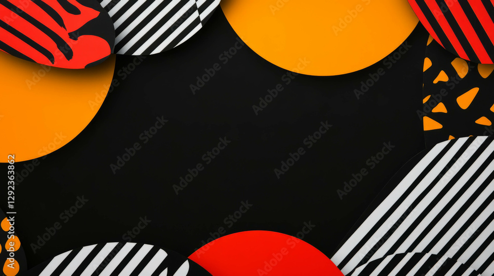 Poster abstract geometric background with overlapping circular patterns and stripes