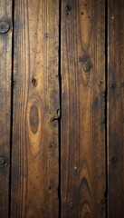 Naklejka premium Empty rustic wooden table, showing cracks and texture, background, design