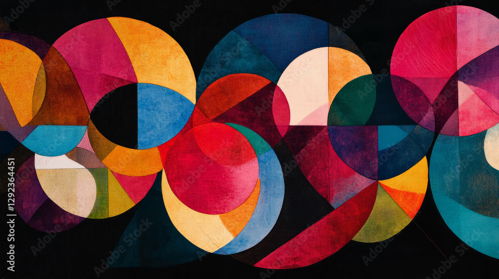 Poster vibrant abstract background with overlapping circles and triangles for creative design