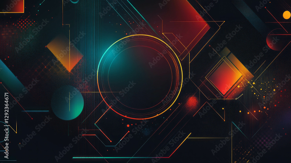 Poster futuristic geometric background with overlapping circles and triangles
