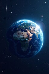 Naklejka premium Stunning night view of Earth from space, stars glittering , spherical, night