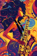 Fototapeta premium poster modern illustration festival music for a poster, card or background