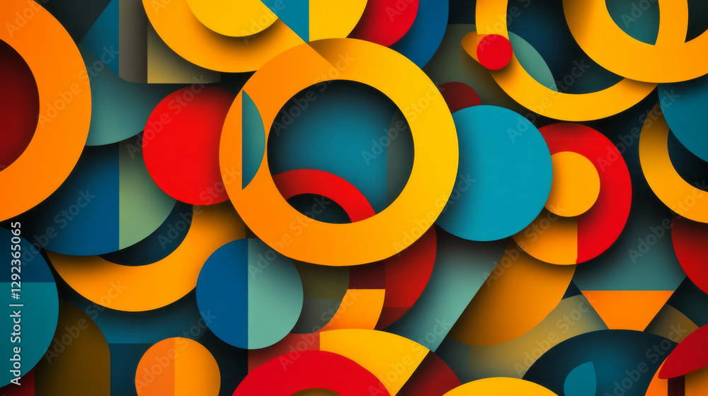 Aufkleber vibrant geometric background with overlapping circles and triangles design