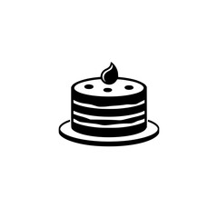 Simple black and white logo of a layered cake on a white background.