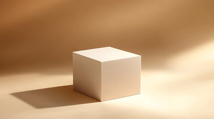 A white box is sitting on a tan surface
