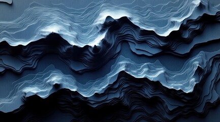 Topographic Map Illustration with Contour Lines and Ambient Lighting in Minimalist Style