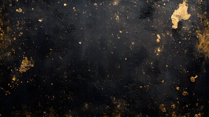 A dark textured background with golden spots and splatters of paint