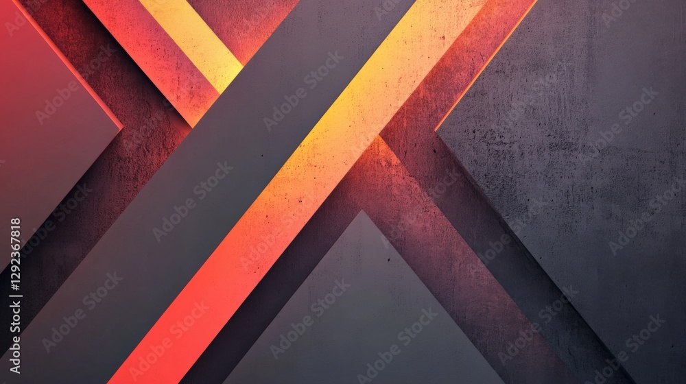 Poster abstract geometric design with vibrant colors and shadows creating depth and contrast