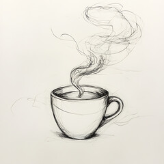 A cup of coffee with steam rising from it