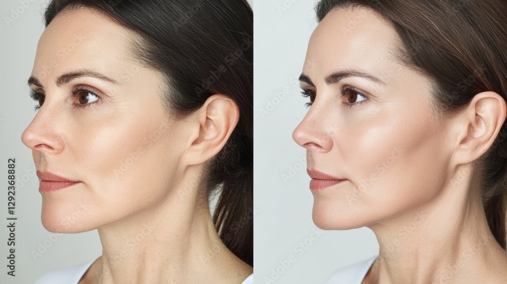 Poster transformation journey showcasing before and after effects of body shape enhancement in realistic me