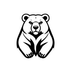 Minimalist illustration of a stylized black and white bear.