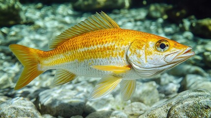 Naklejka premium Orange Spotted Fish In Freshwater Stream