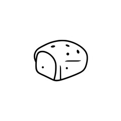 Loaf of Bread Icon: Simple black line art, illustrative composition, isolated on white background.