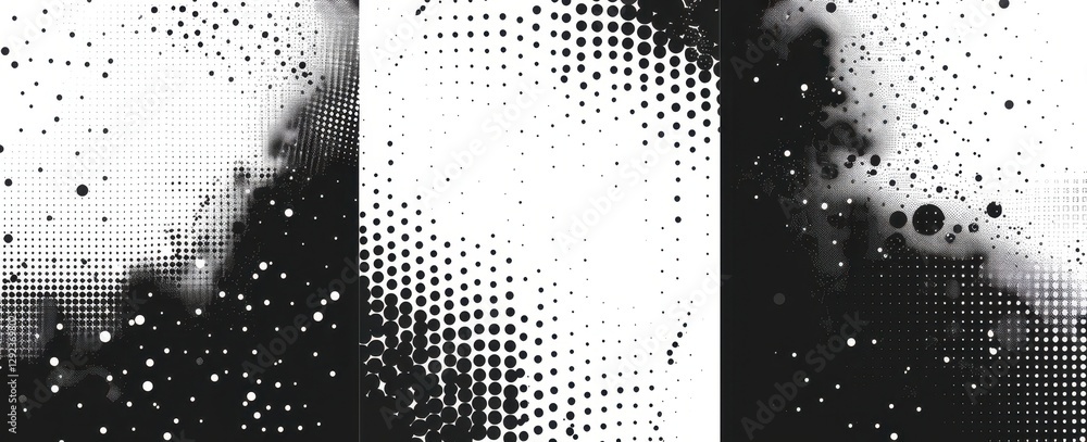 Poster abstract monochrome halftone texture with dotted pattern and grayscale shades