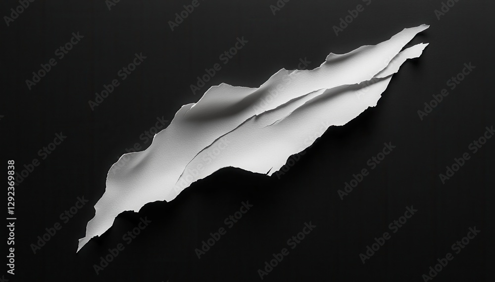 Poster abstract monochrome texture: crumpled paper form on black background