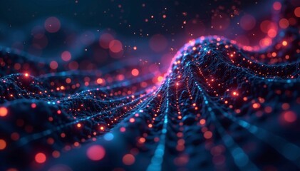 Obraz premium Abstract binary code, neural network visualization, computing, neural network