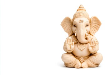 Elegant white Ganesha statue symbolizing wisdom and prosperity, featuring intricate details and a serene expression, perfect for spiritual decor and meditation