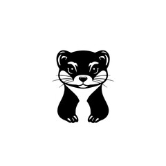 Adorable black and white ferret-like cartoon with cute expressive eyes on a white background.