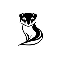 Stylized Black and White Animal Illustration of a Calm and Cute Badger.